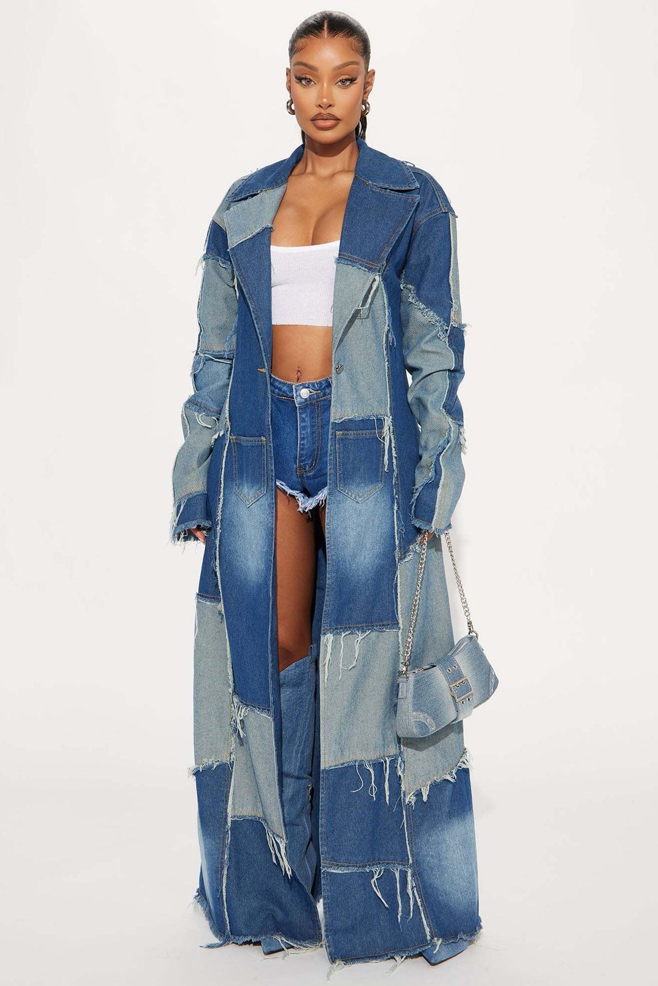 Don't Talk Loud Denim Trench Coat - Vintage Wash