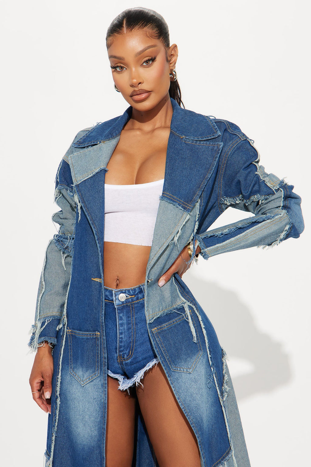Don't Talk Loud Denim Trench Coat - Vintage Wash