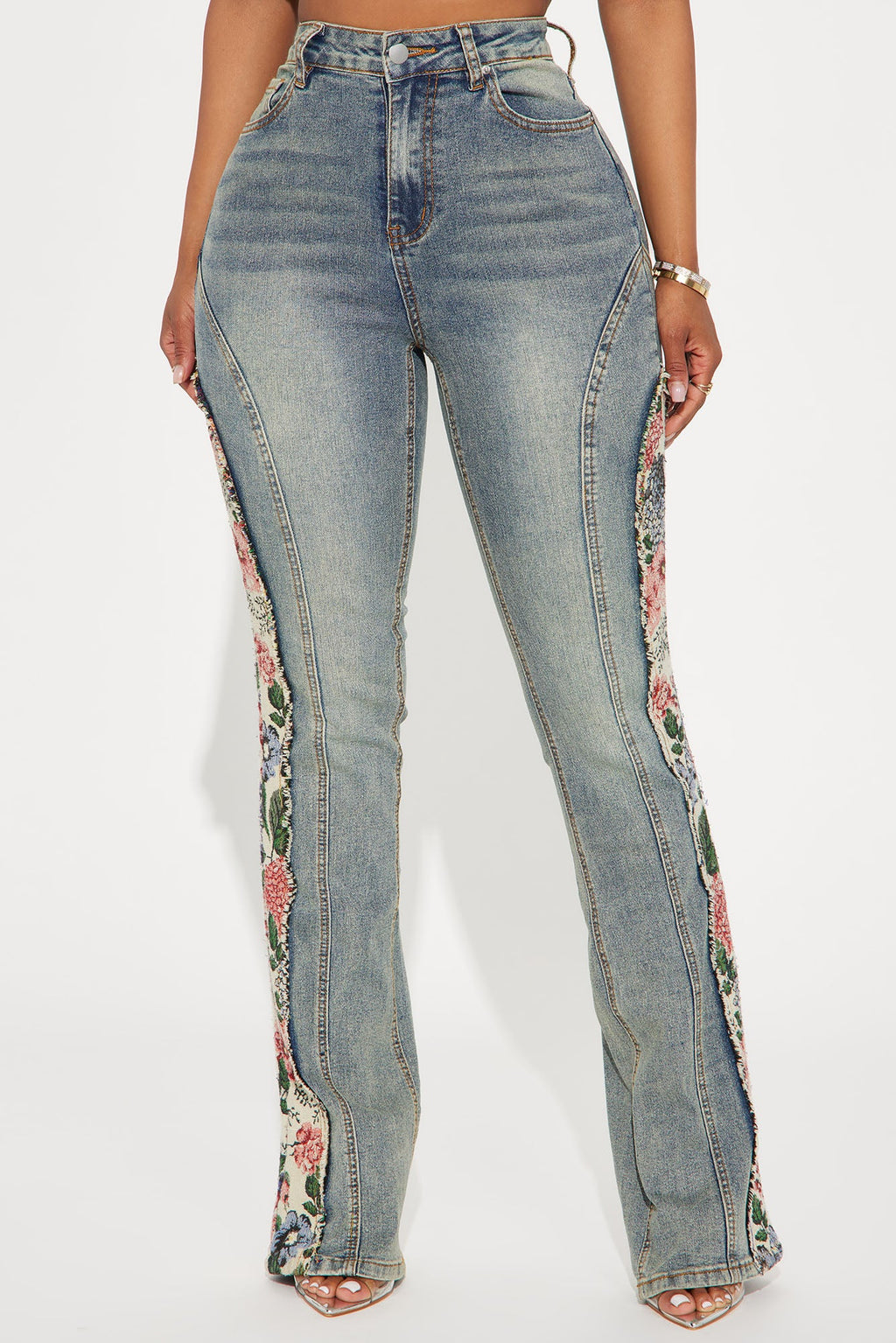 Amari Floral Stretch Bootcut Jeans - Vintage Wash