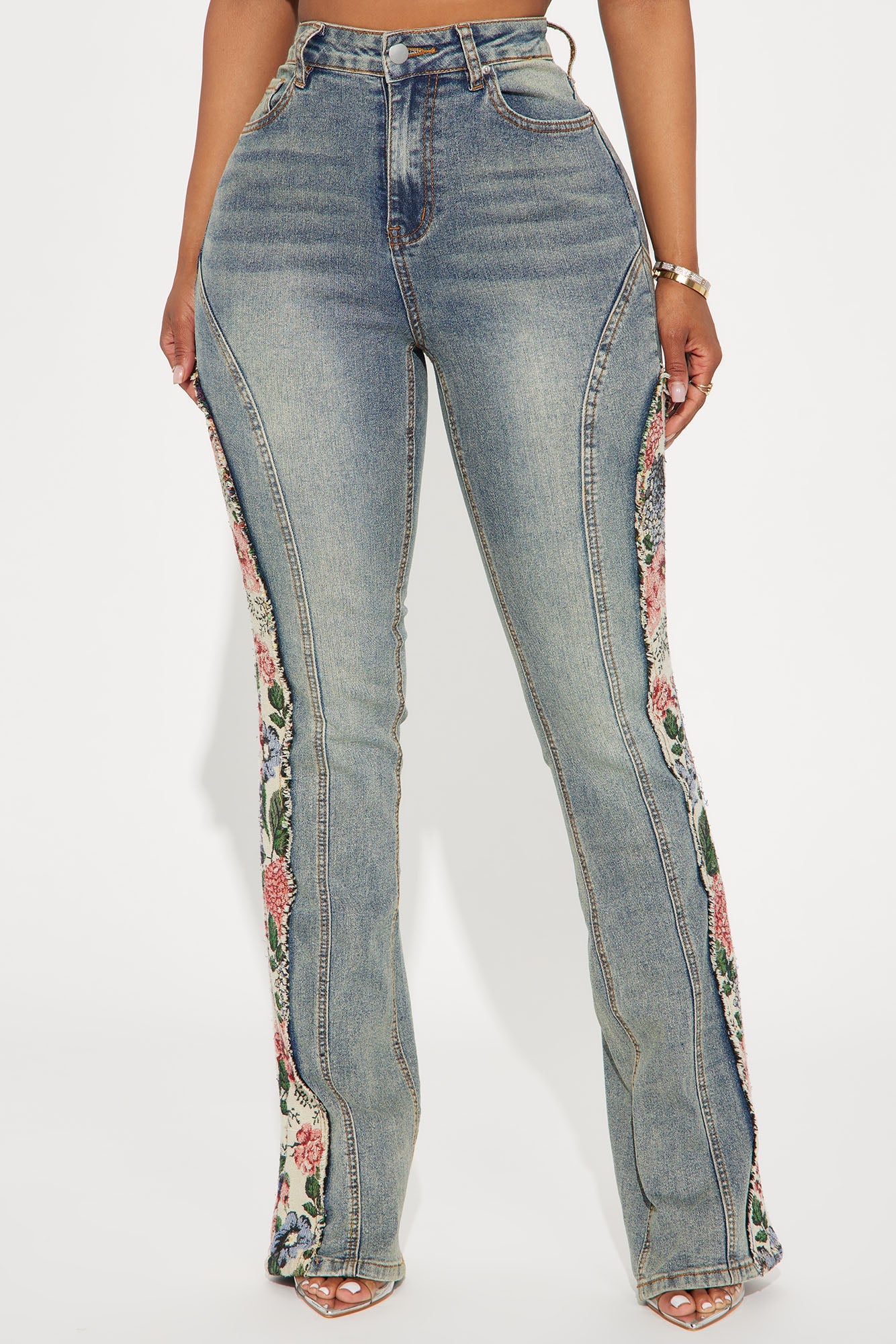 Amari Floral Stretch Bootcut Jeans - Vintage Wash