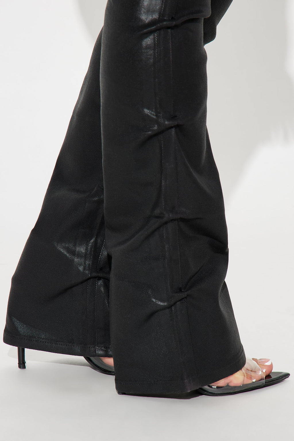 Let Me See You Coated Stacked Pant - Black