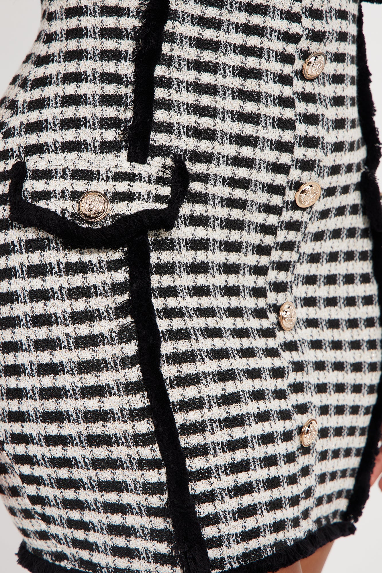 First Lady Stretch Tweed Mini Dress - Black/White