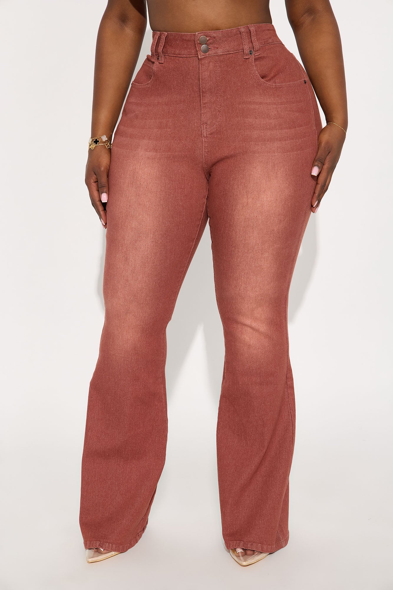 Fatal Attraction Stretch Flare Jeans - Burgundy