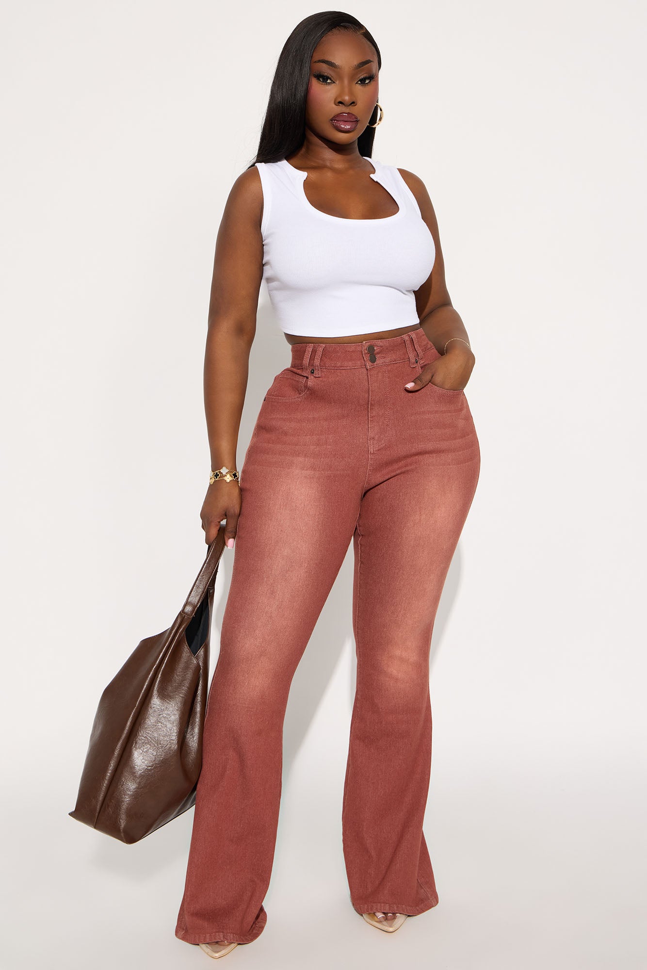 Fatal Attraction Stretch Flare Jeans - Burgundy
