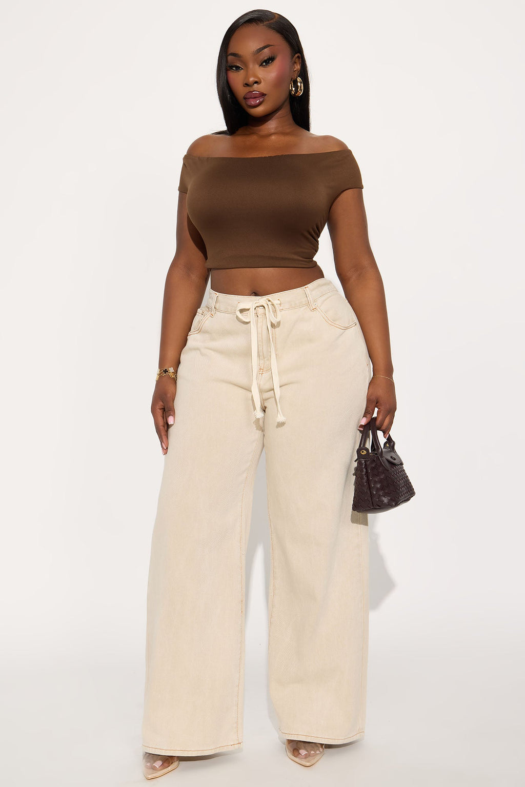 Laguna Tie Waist Wide Leg Jeans - Khaki