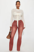 Fatal Attraction Stretch Flare Jeans - Burgundy