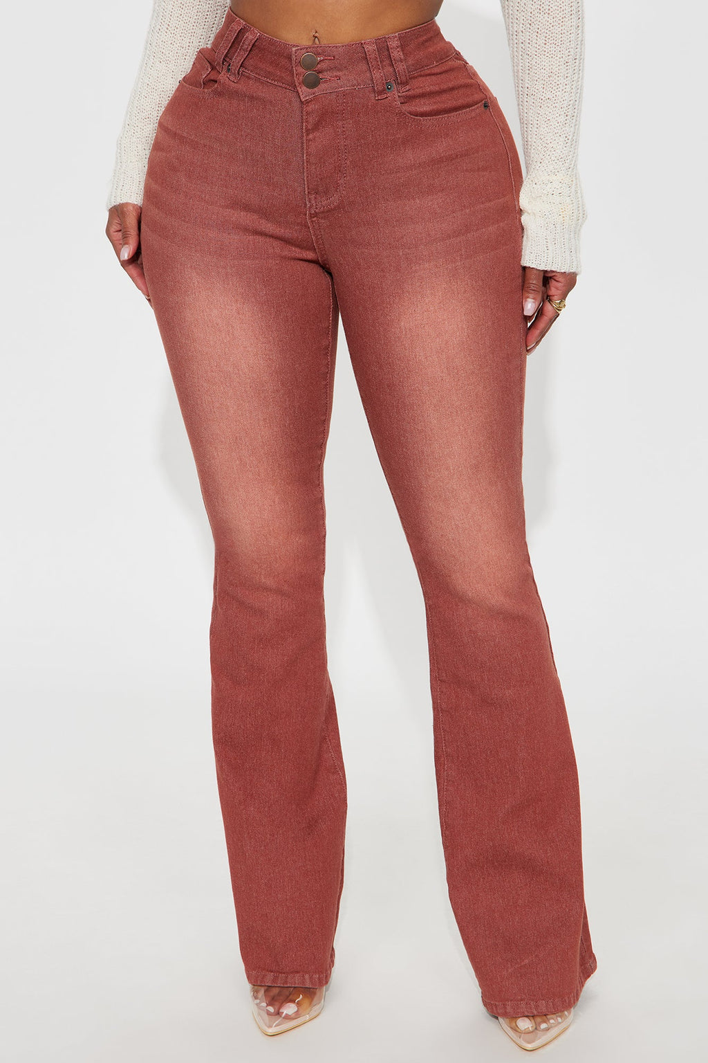 Fatal Attraction Stretch Flare Jeans - Burgundy