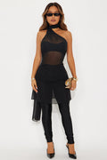 Amaya 3 Piece Scarf Top And Pant Set - Black