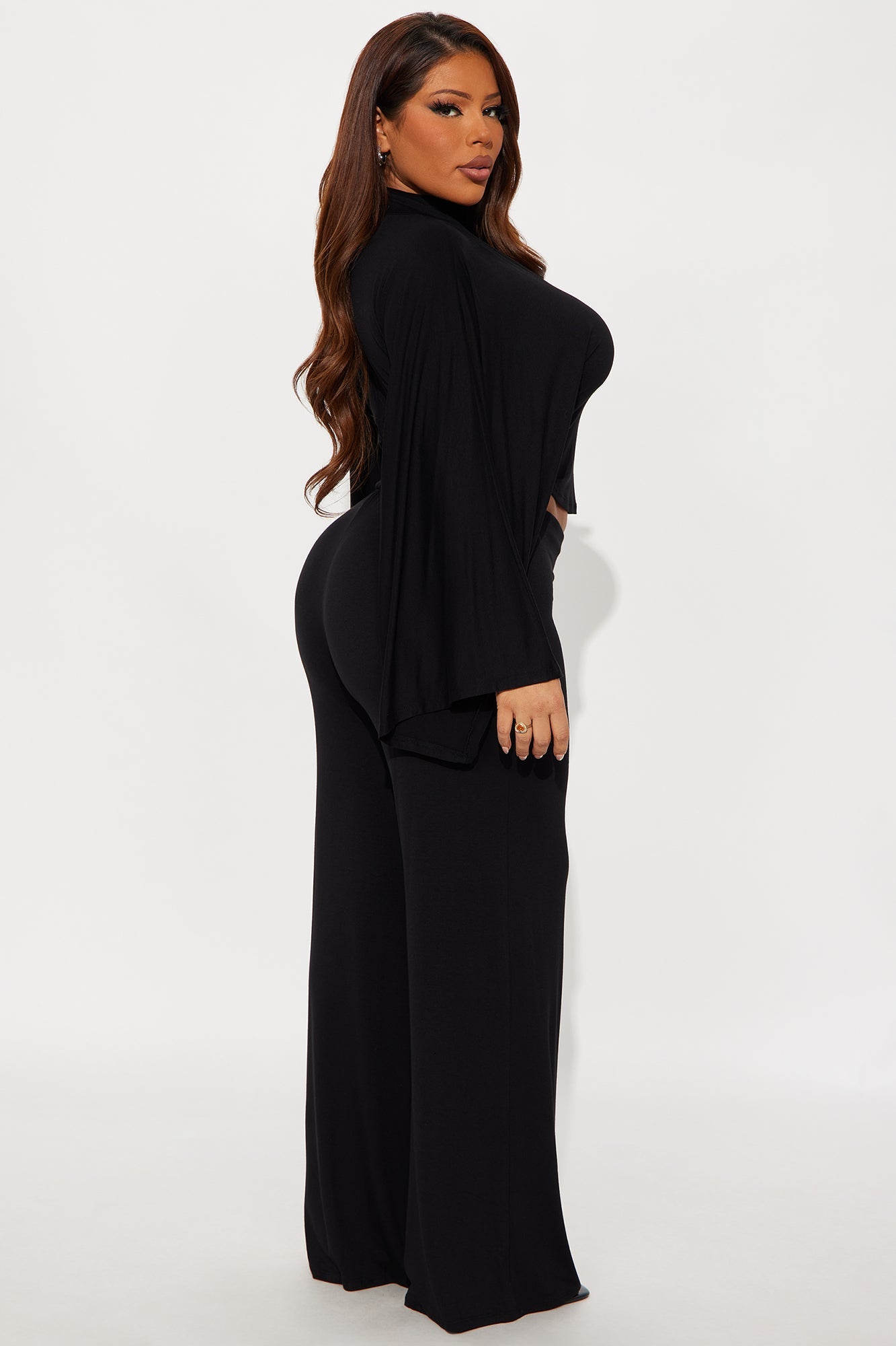 Haiden Wide Sleeve Pant Set - Black