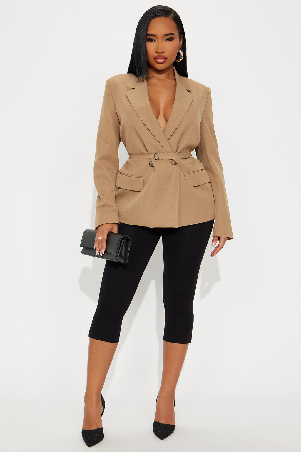 Darlene Belted Blazer - Khaki