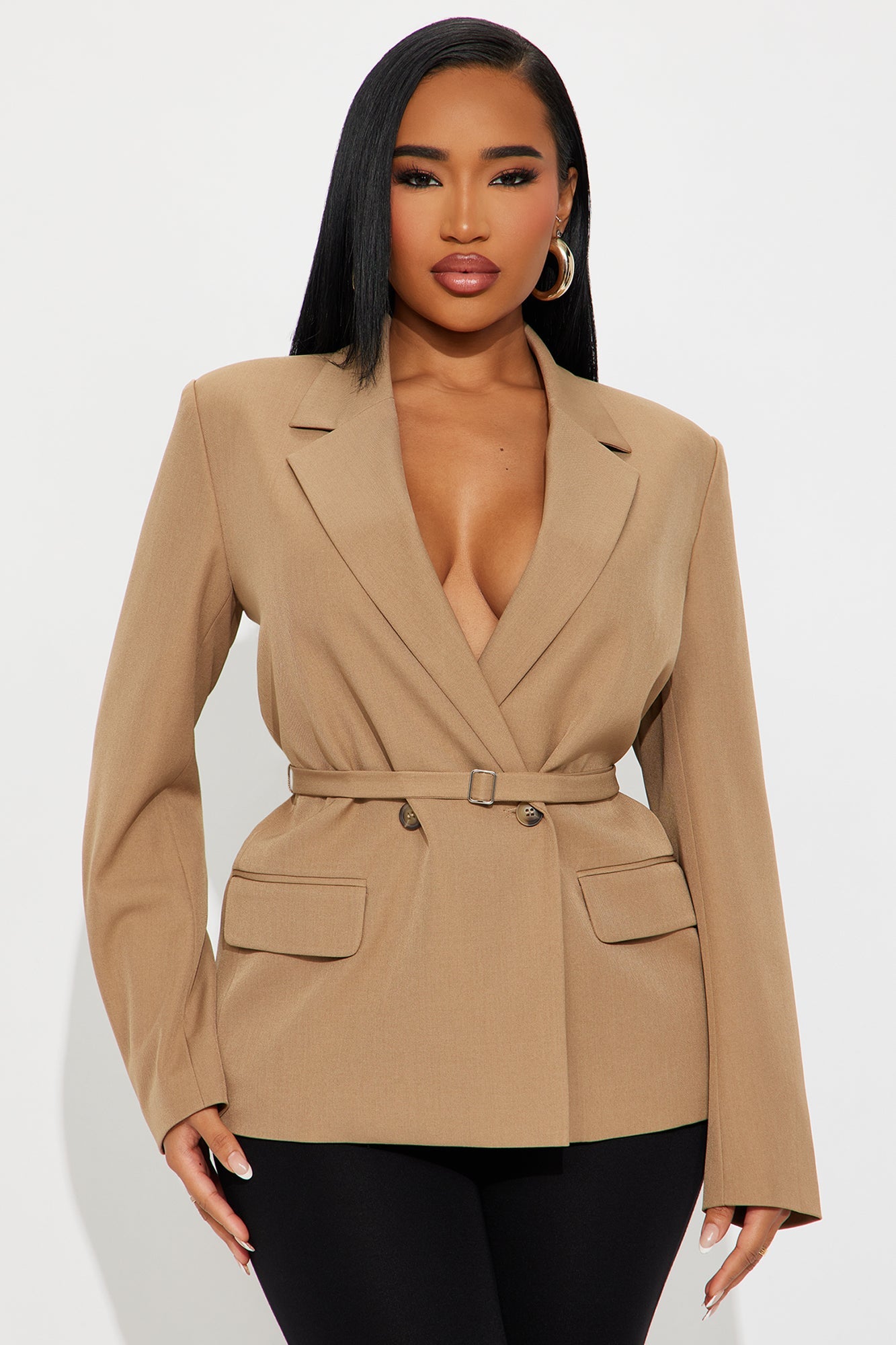 Darlene Belted Blazer - Khaki