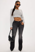 Forever Stretch Low Rise Flare Jeans - Black Wash