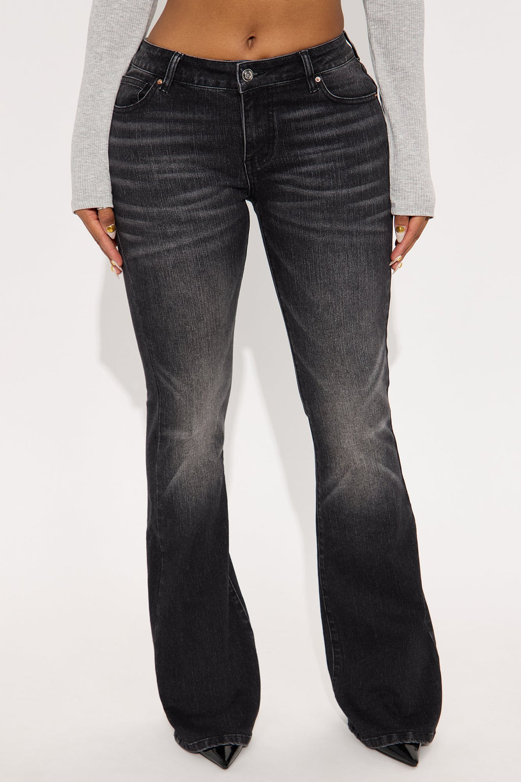 Forever Stretch Low Rise Flare Jeans - Black Wash