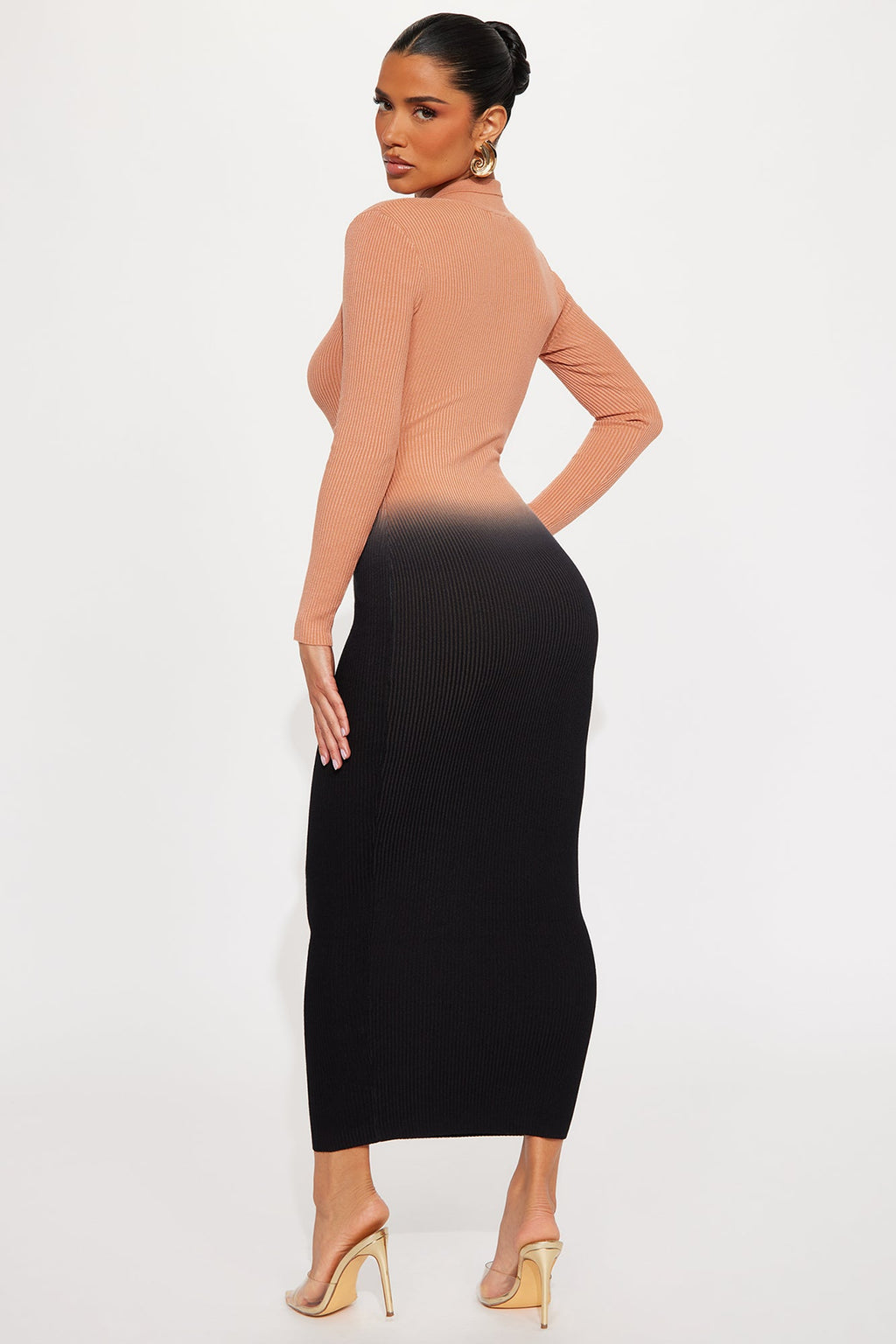 Fade Into You Sweater Maxi Dress - Tan/Multi
