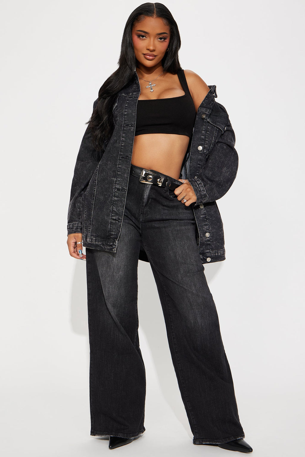 Standing On Business Oversized Denim Jacket - Black Wash