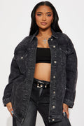 Standing On Business Oversized Denim Jacket - Black Wash