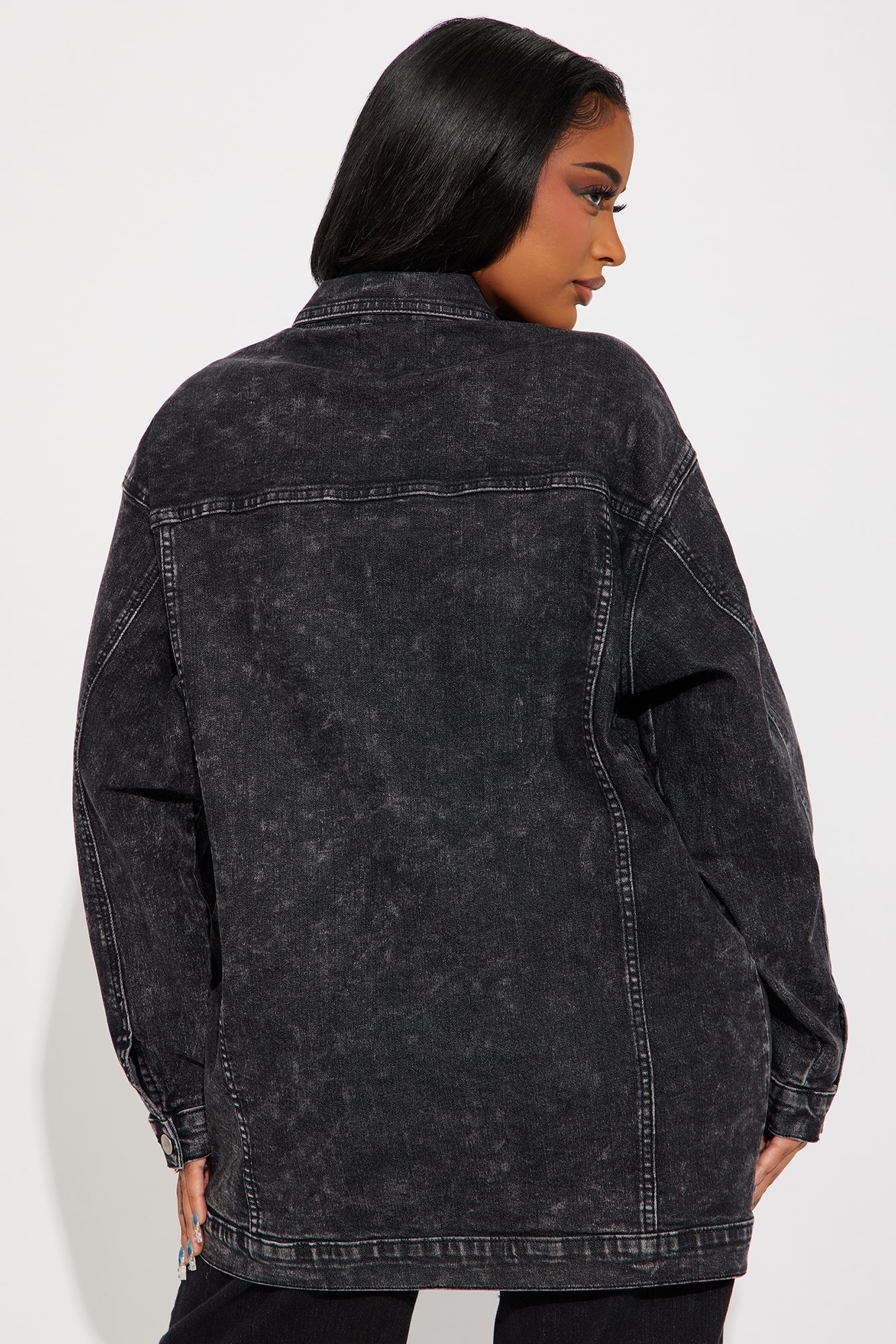 Standing On Business Oversized Denim Jacket - Black Wash
