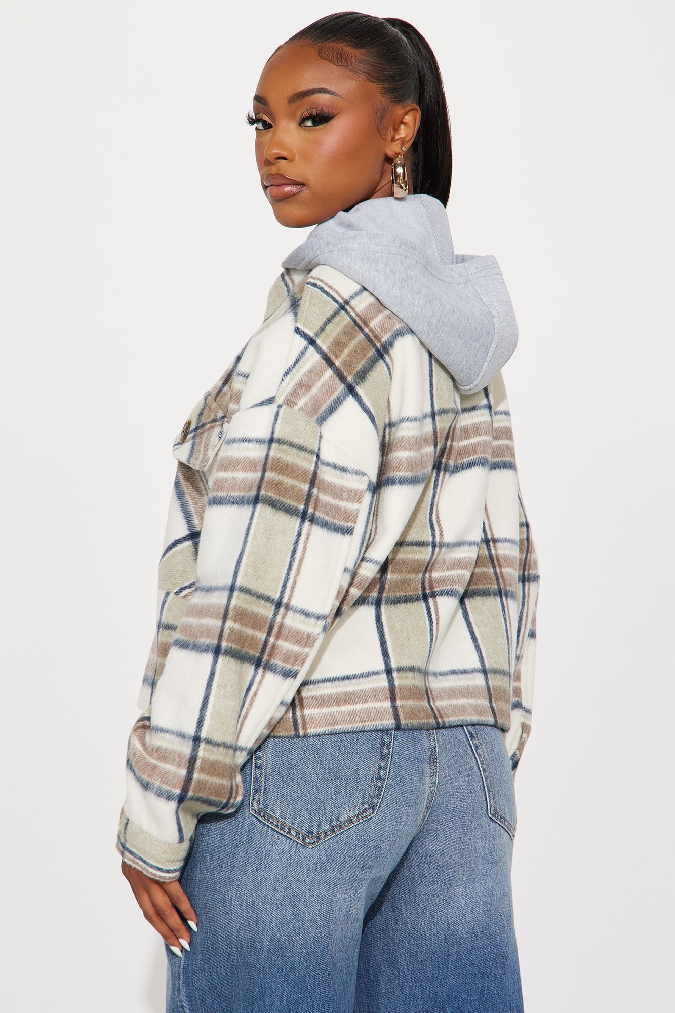 Cabin Comfort Plaid Shacket - Brown/combo
