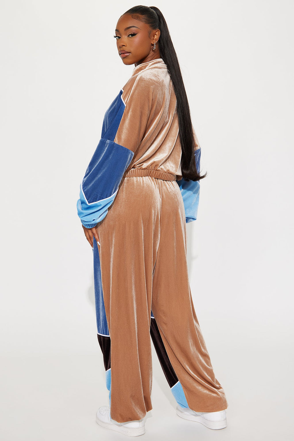 90s Vibe Velvet Jogger Pant Set - Blue/combo