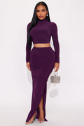 Maven Long Sleeve Maxi Skirt Set - Eggplant