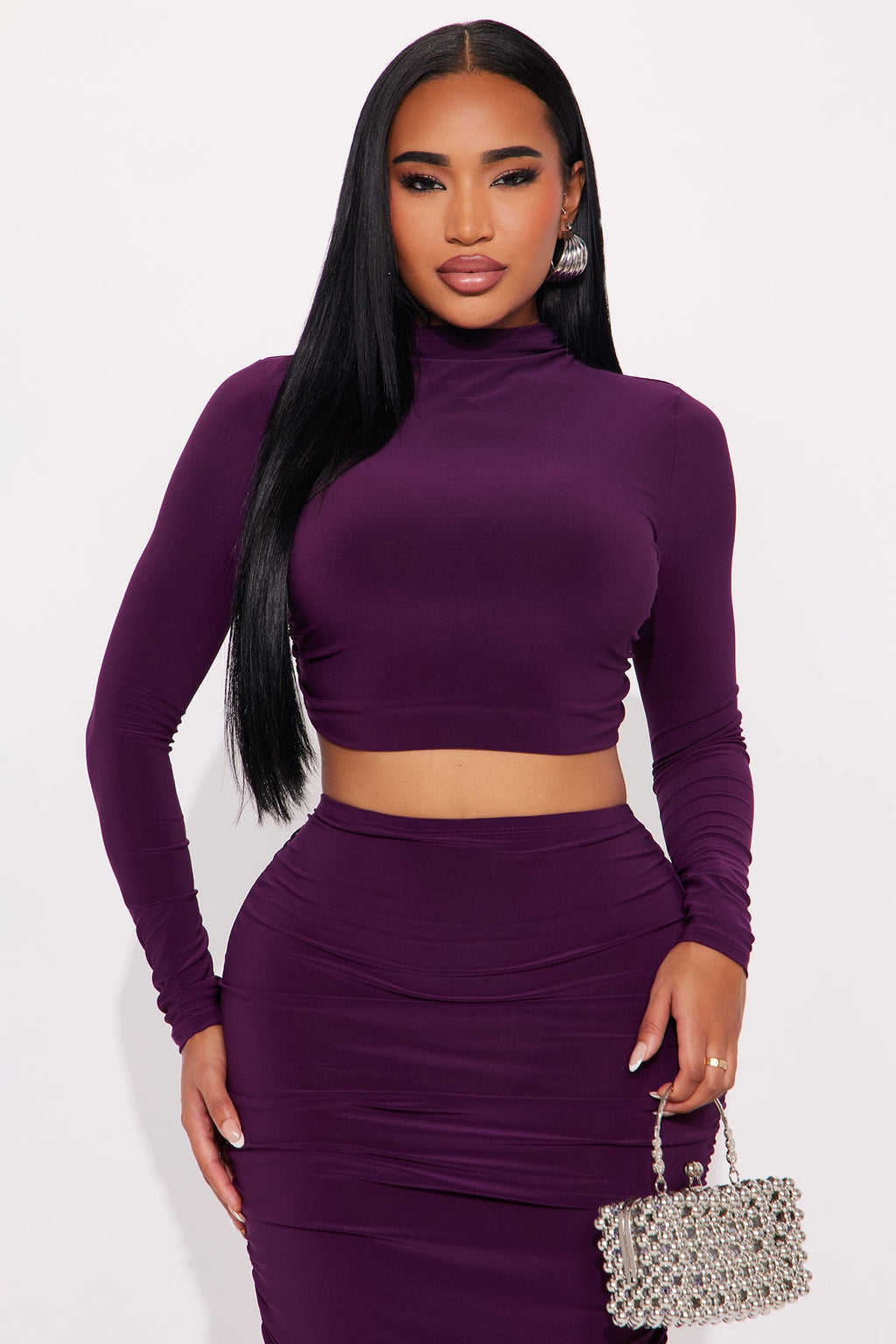 Maven Long Sleeve Maxi Skirt Set - Eggplant