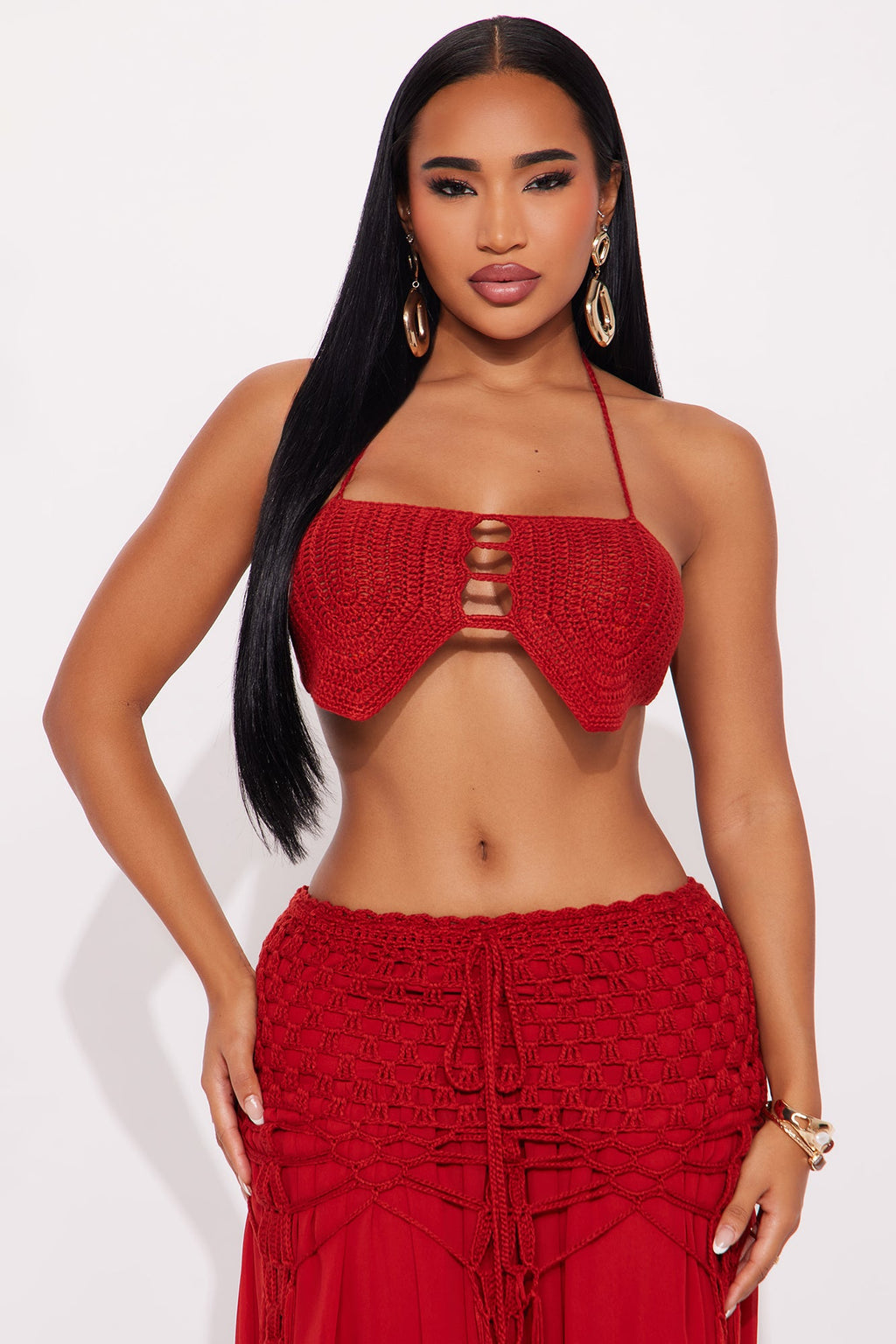 Melani Crochet Skirt Set - Rust