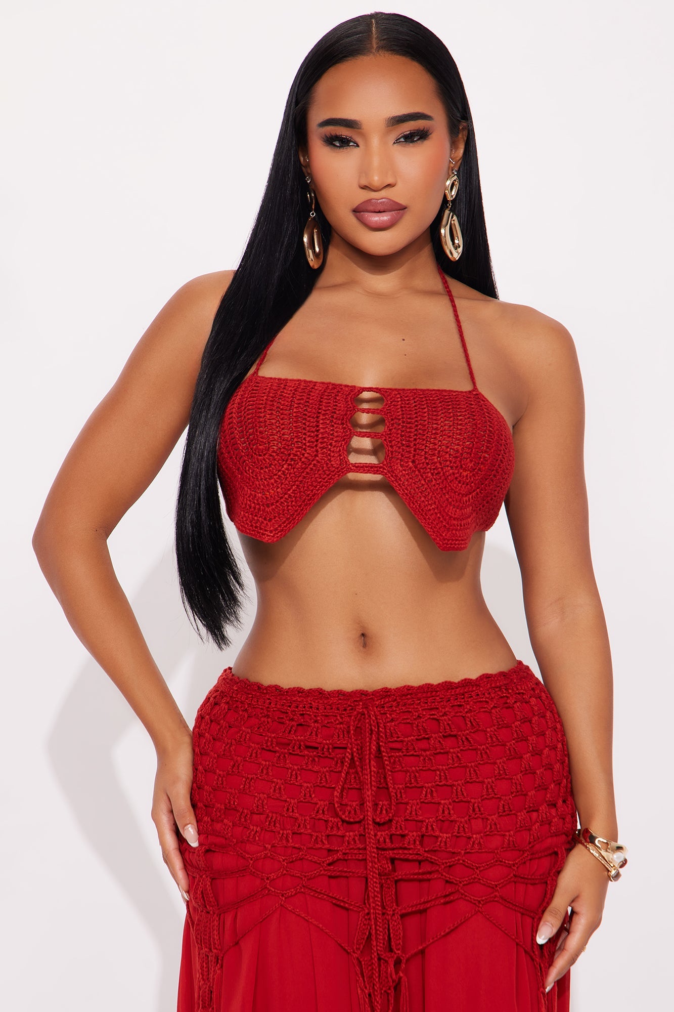 Melani Crochet Skirt Set - Rust