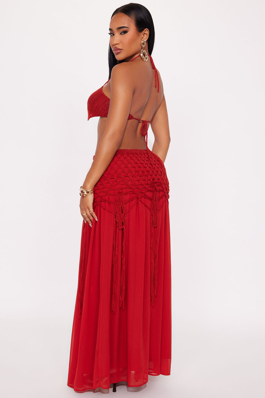 Melani Crochet Skirt Set - Rust