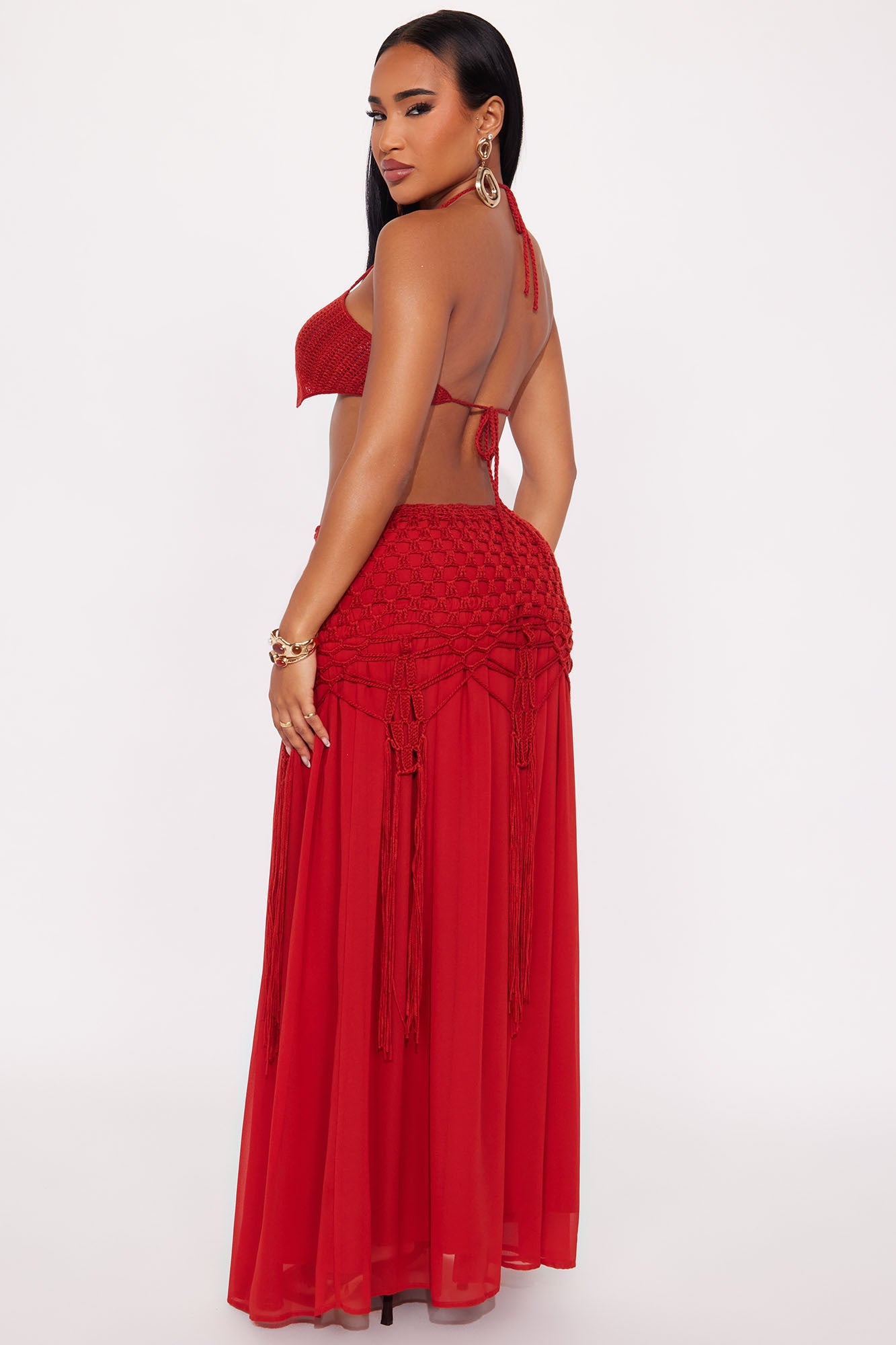 Melani Crochet Skirt Set - Rust