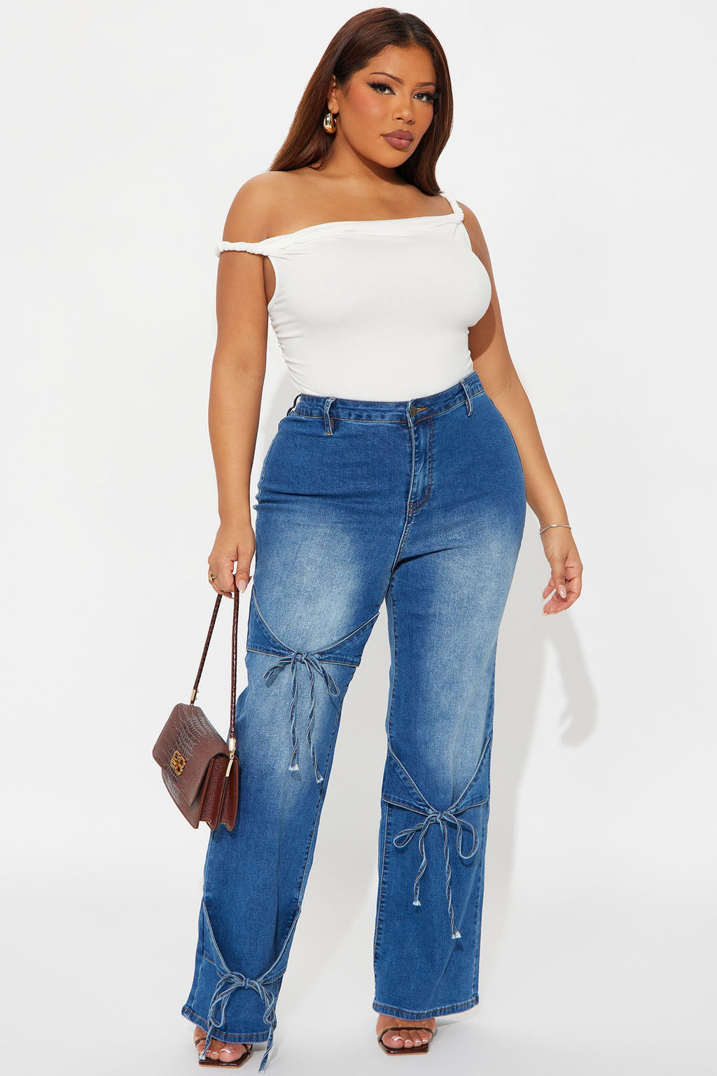 Let's Wrap It Up Bow Straight Leg Jeans - Medium Wash