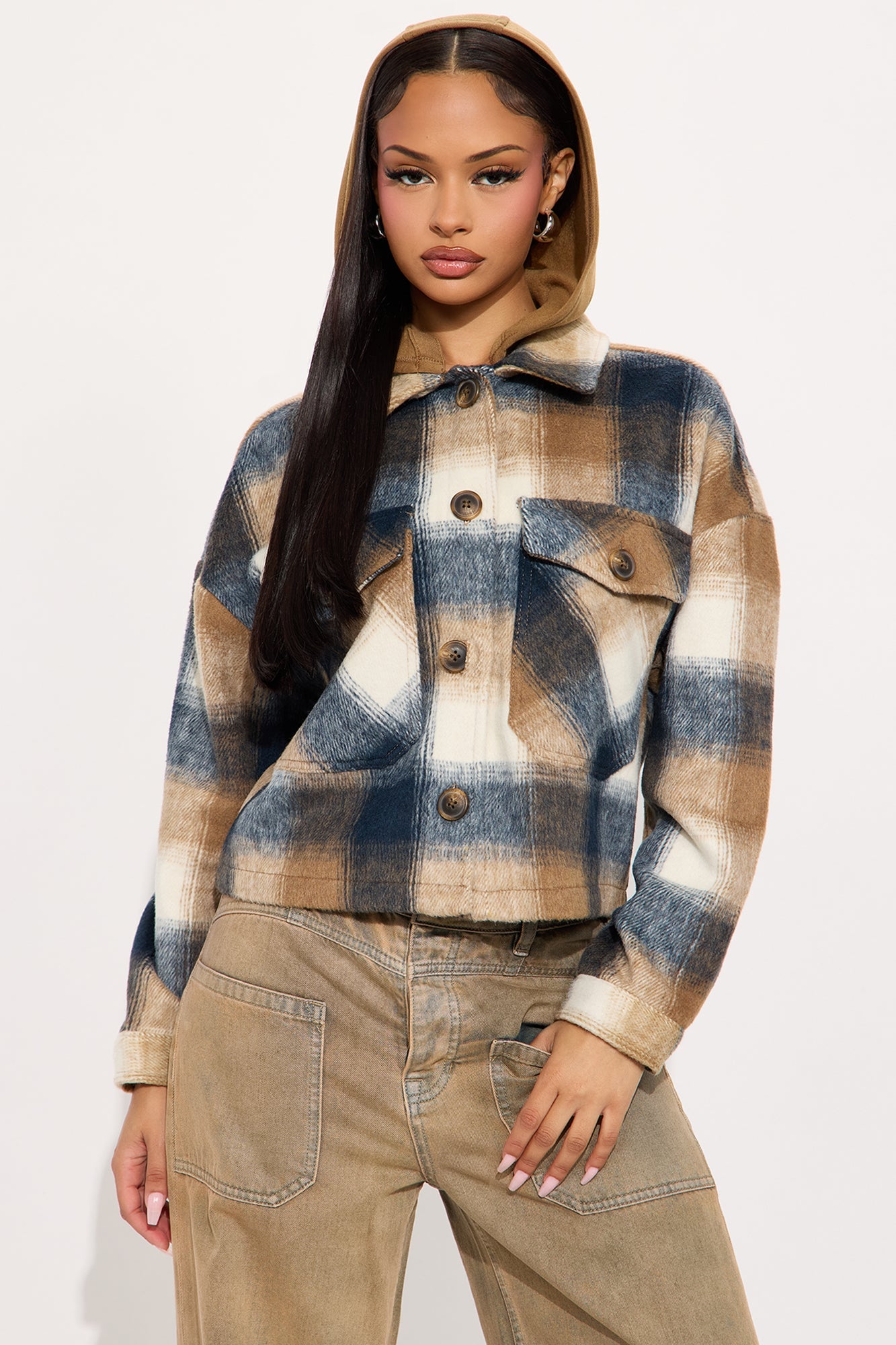 Cabin Comfort Plaid Shacket - Black/combo