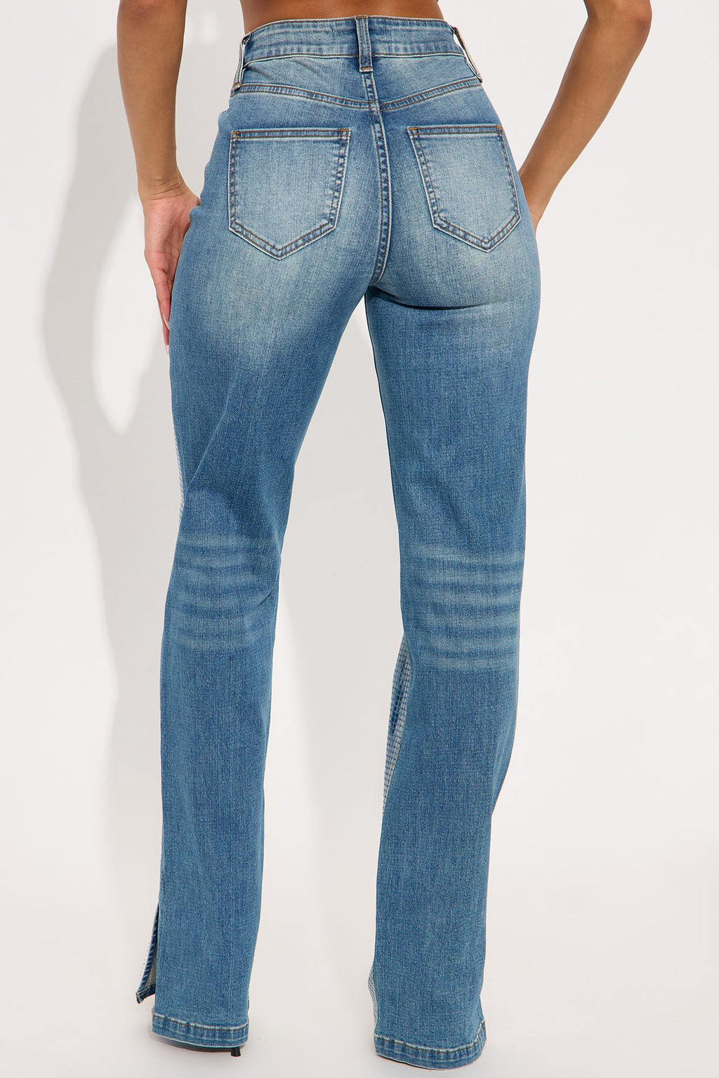 Clear Signs Split Hem Straight Leg Jeans - Medium Wash