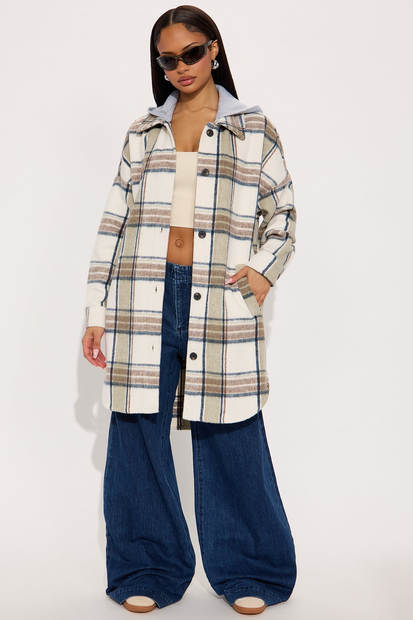 Cabin Trip Plaid Shacket - Taupe/combo