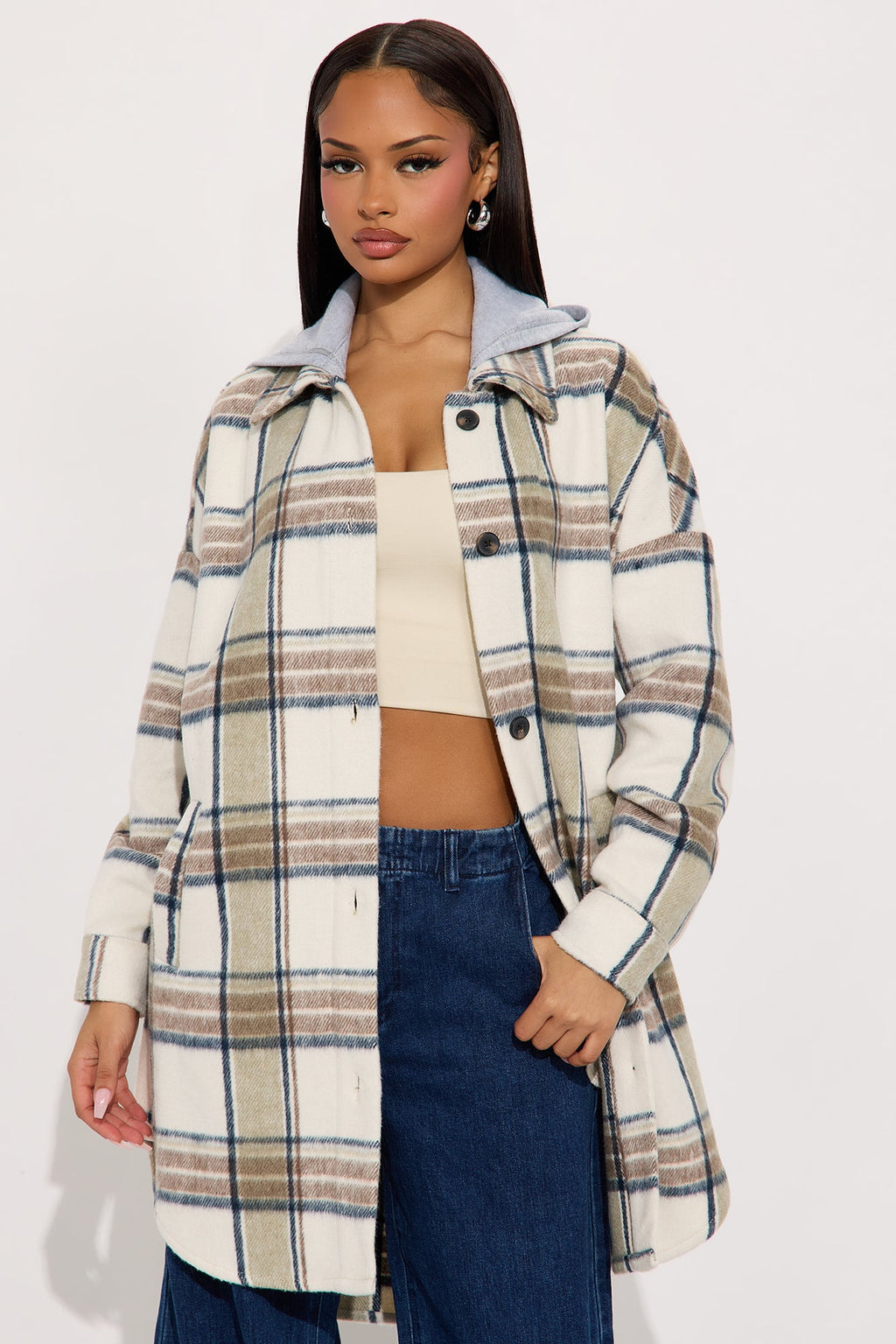 Cabin Trip Plaid Shacket - Taupe/combo