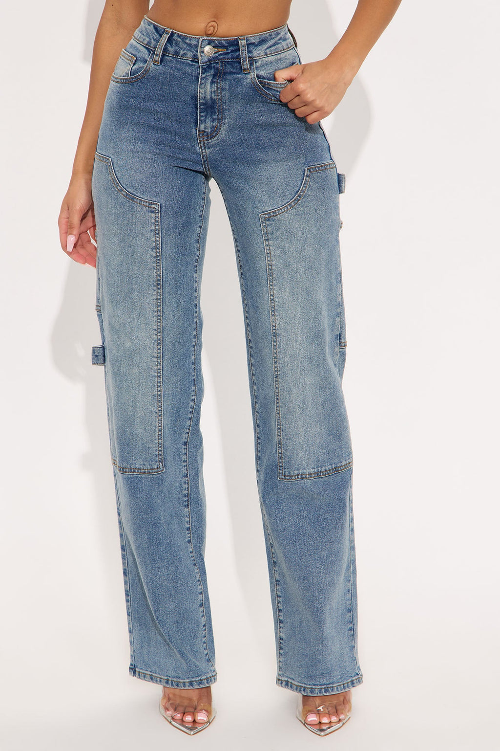 Carlisle Carpenter Stretch Straight Leg Jeans - Medium Wash