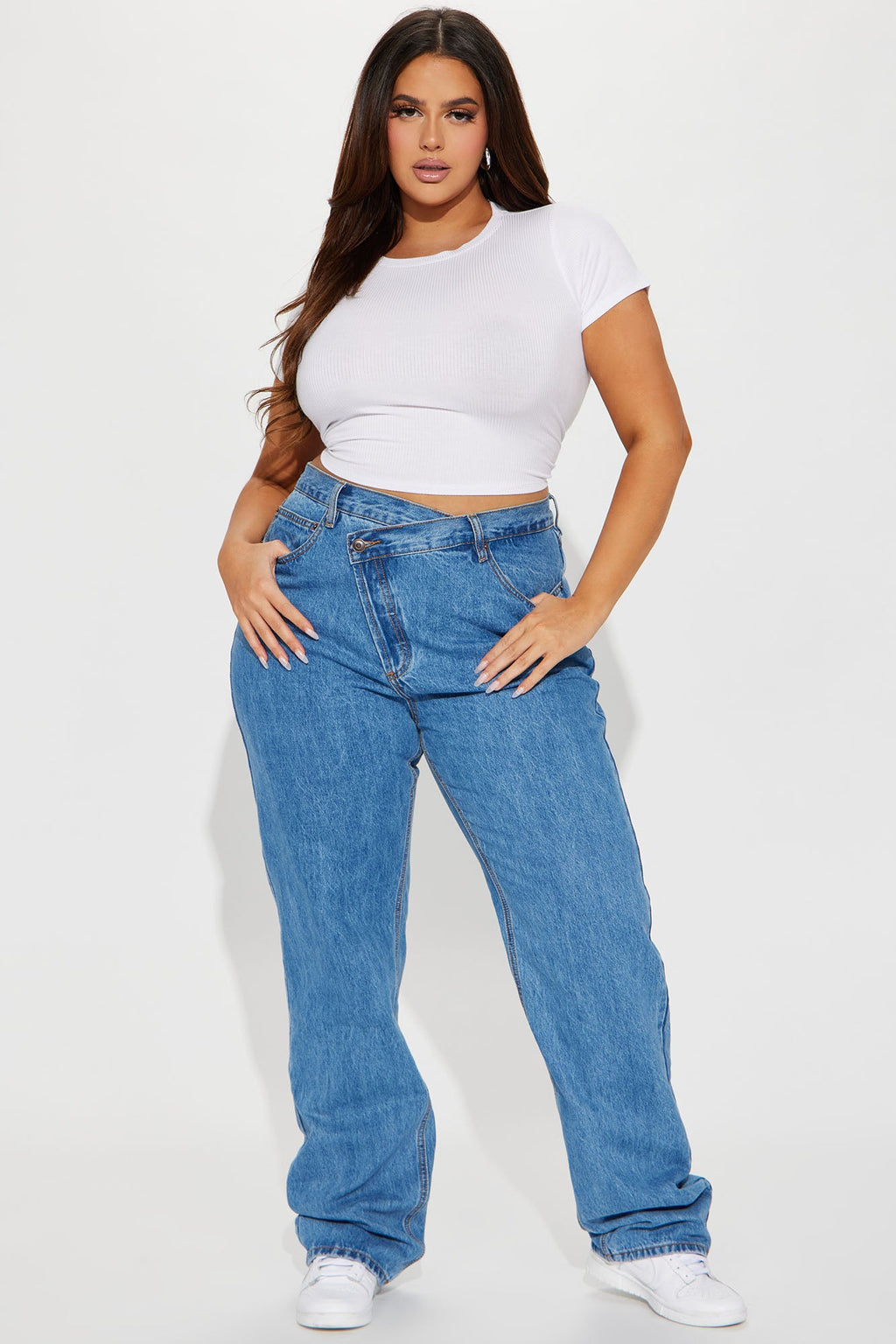 Tall Crossover Straight Leg Jeans - Medium Wash