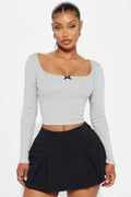 Sweet Thing Long Sleeve Top - Heather Grey