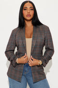 Celine Plaid Blazer - Brown/combo