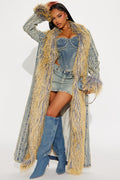 Love Me Not Washed Denim Trench - Vintage Wash