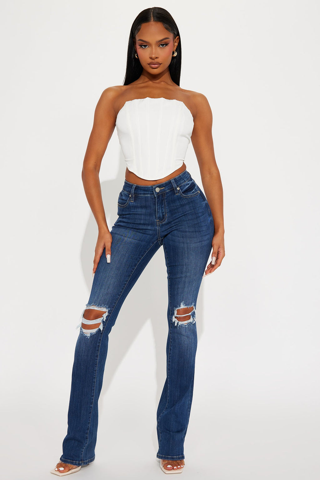 Tall Jessie Mid Rise Distressed Bootcut Jean - Medium Wash