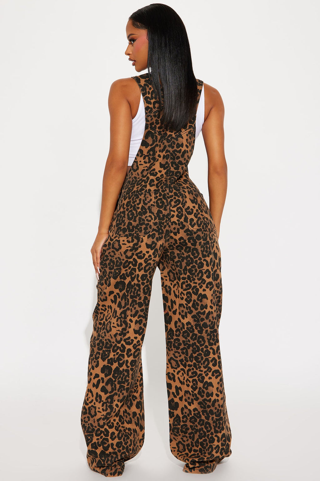 Causing A Scandal Leopard Print Denim Overalls - Brown/combo