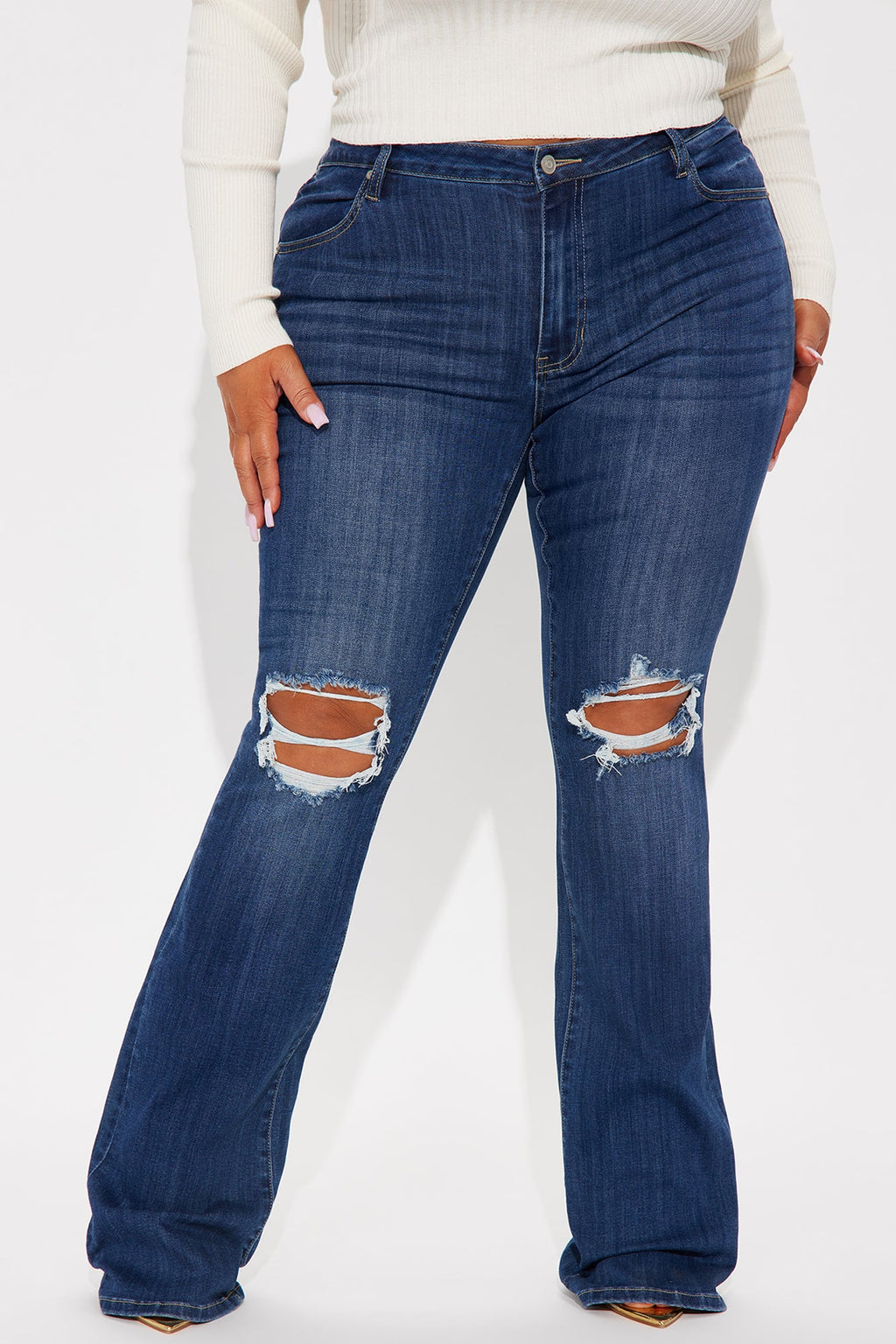 Tall Jessie Mid Rise Distressed Bootcut Jean - Medium Wash
