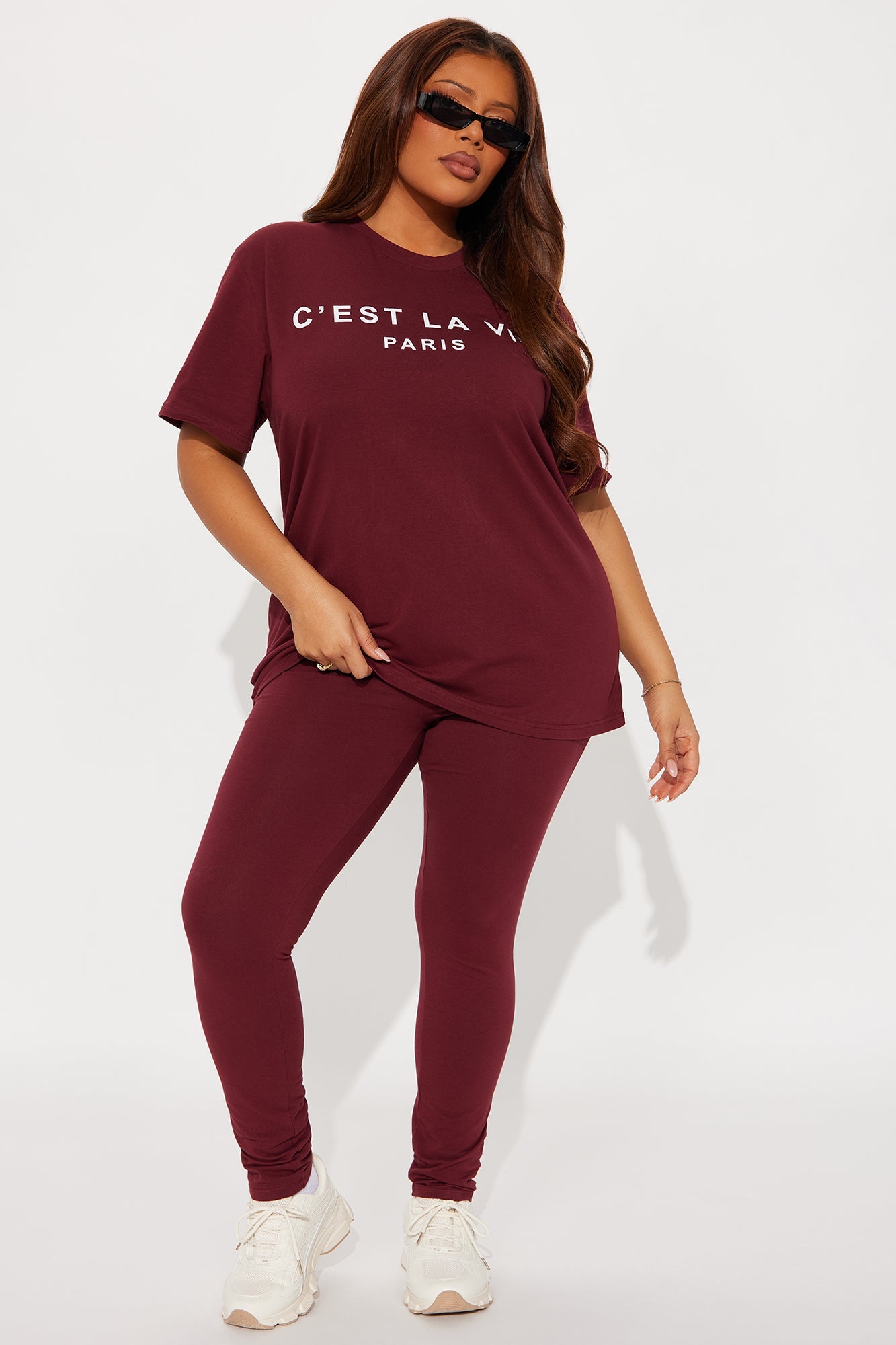 C'est La Vie Legging Set - Burgundy