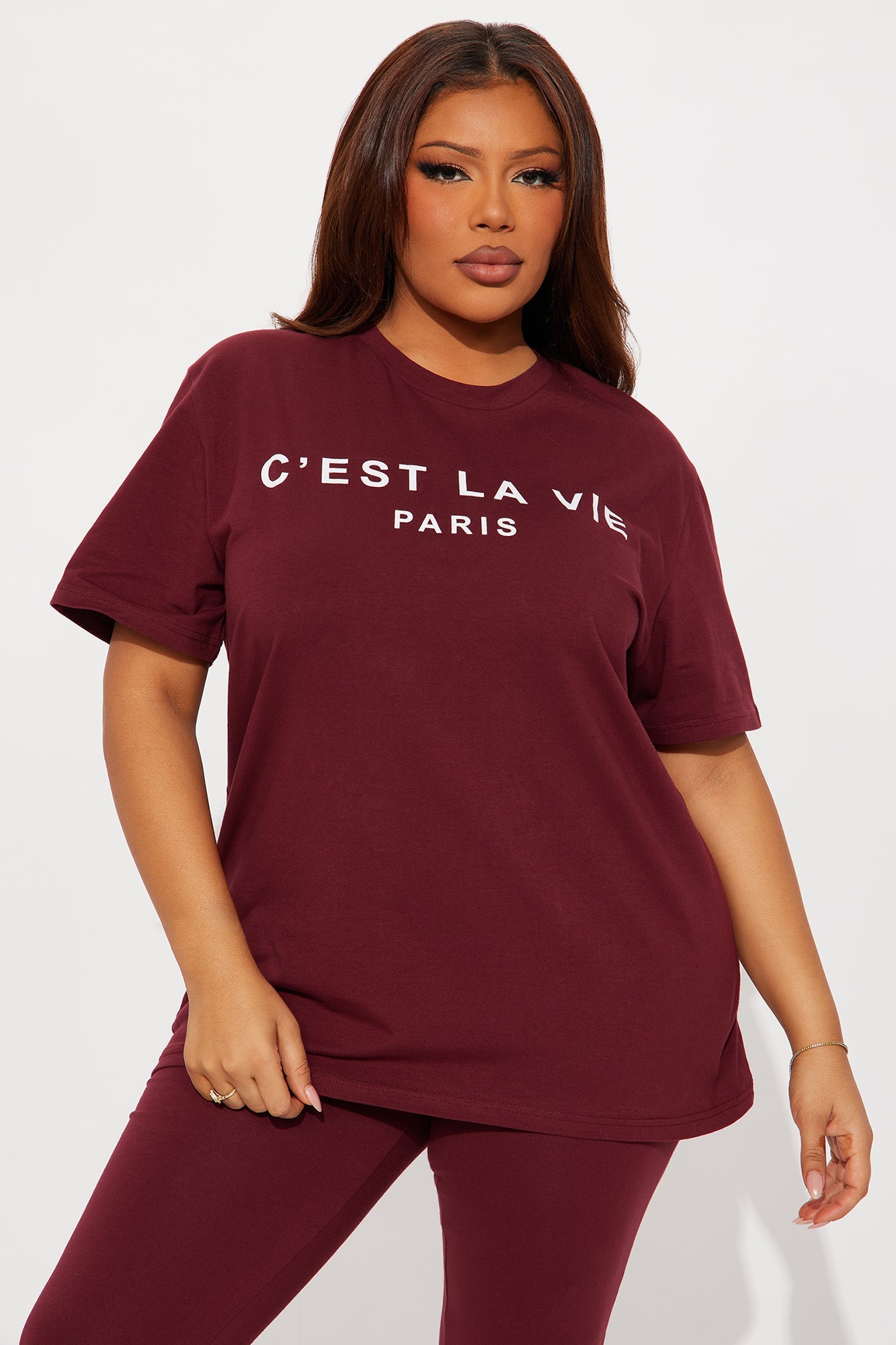 C'est La Vie Legging Set - Burgundy