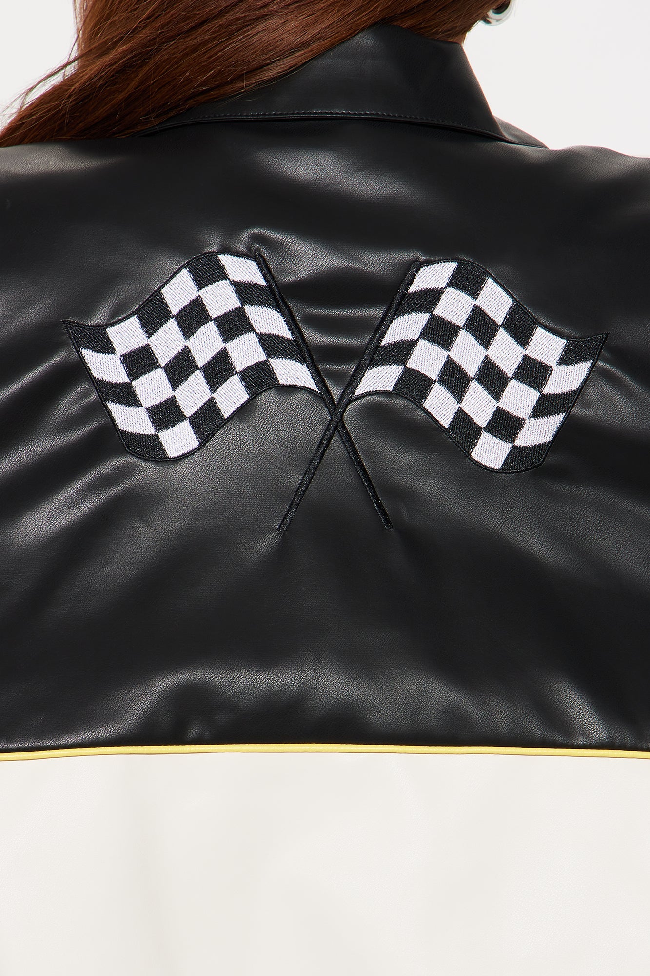 Street Racer Faux Leather Bomber Jacket - Black/combo