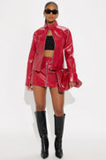 Tessa Faux Leather Moto Jacket - Red