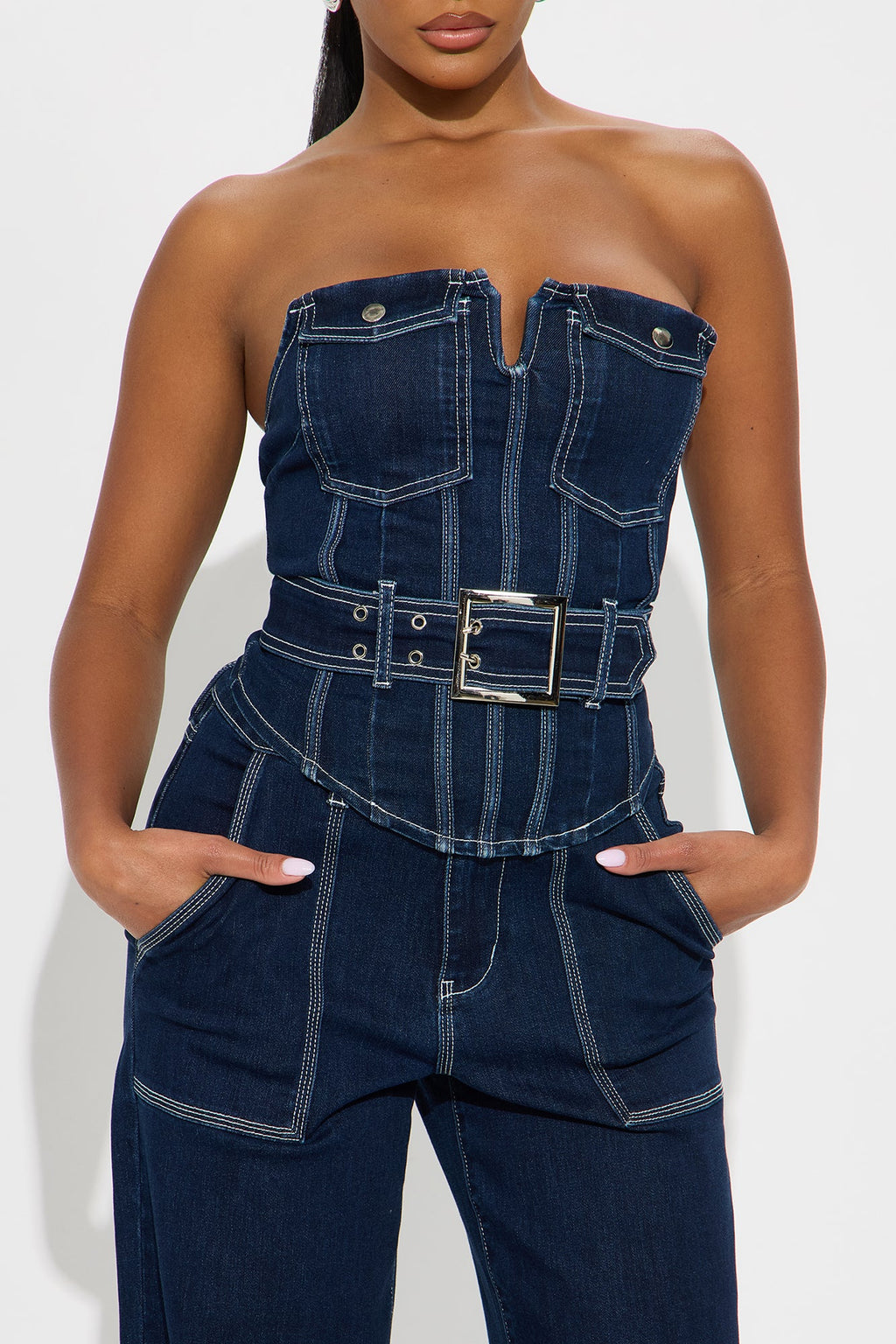Feeling Perfect Denim Pant Set - Dark Denim