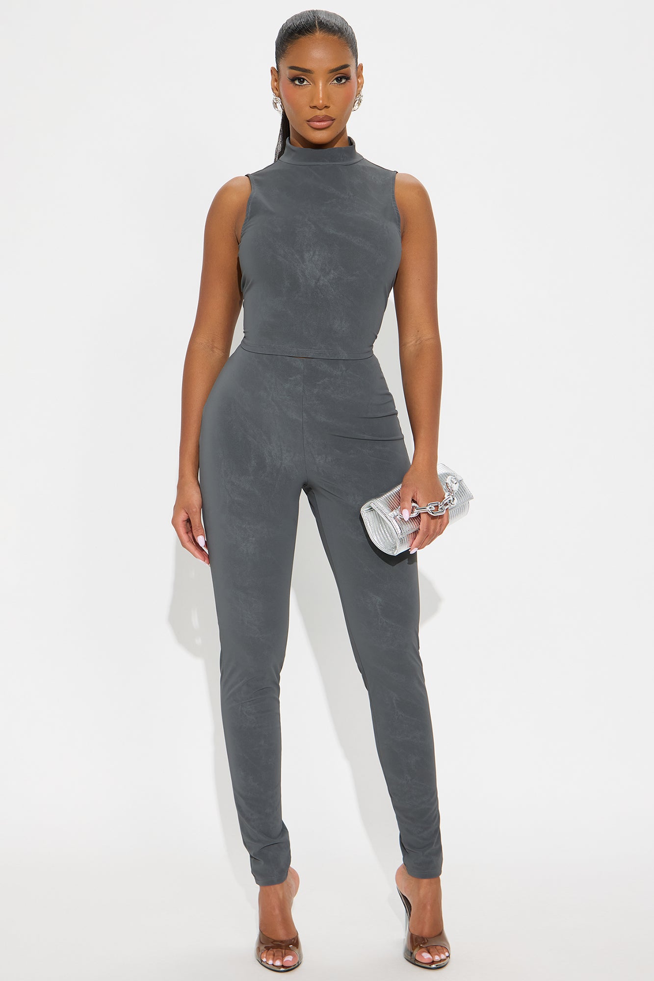 Muted Muse Washed Pant Set - Grey