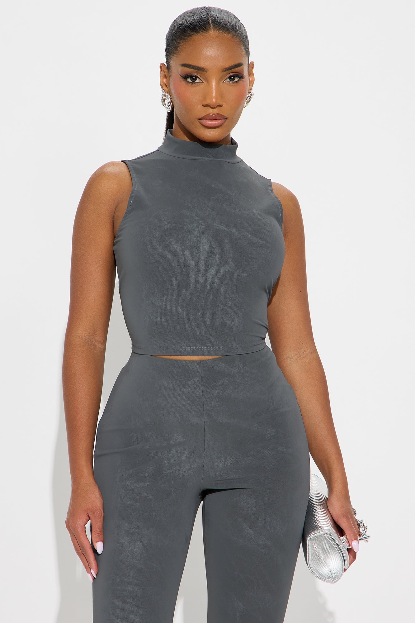 Muted Muse Washed Pant Set - Grey