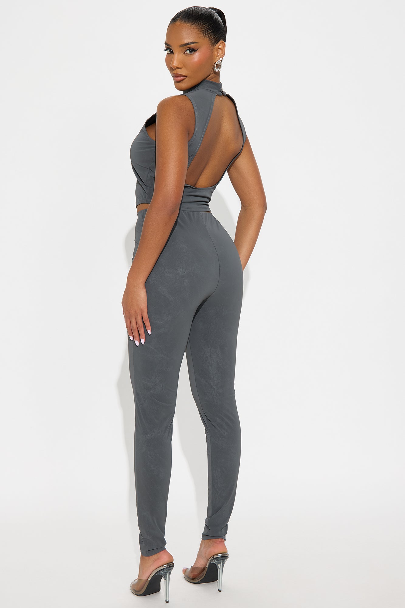 Muted Muse Washed Pant Set - Grey